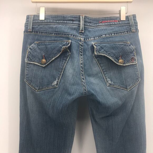 Vigoss Milan Bootcut Jean Juniors 5 Medium Blue Distressed Back Pockets Stretch - Picture 5 of 16